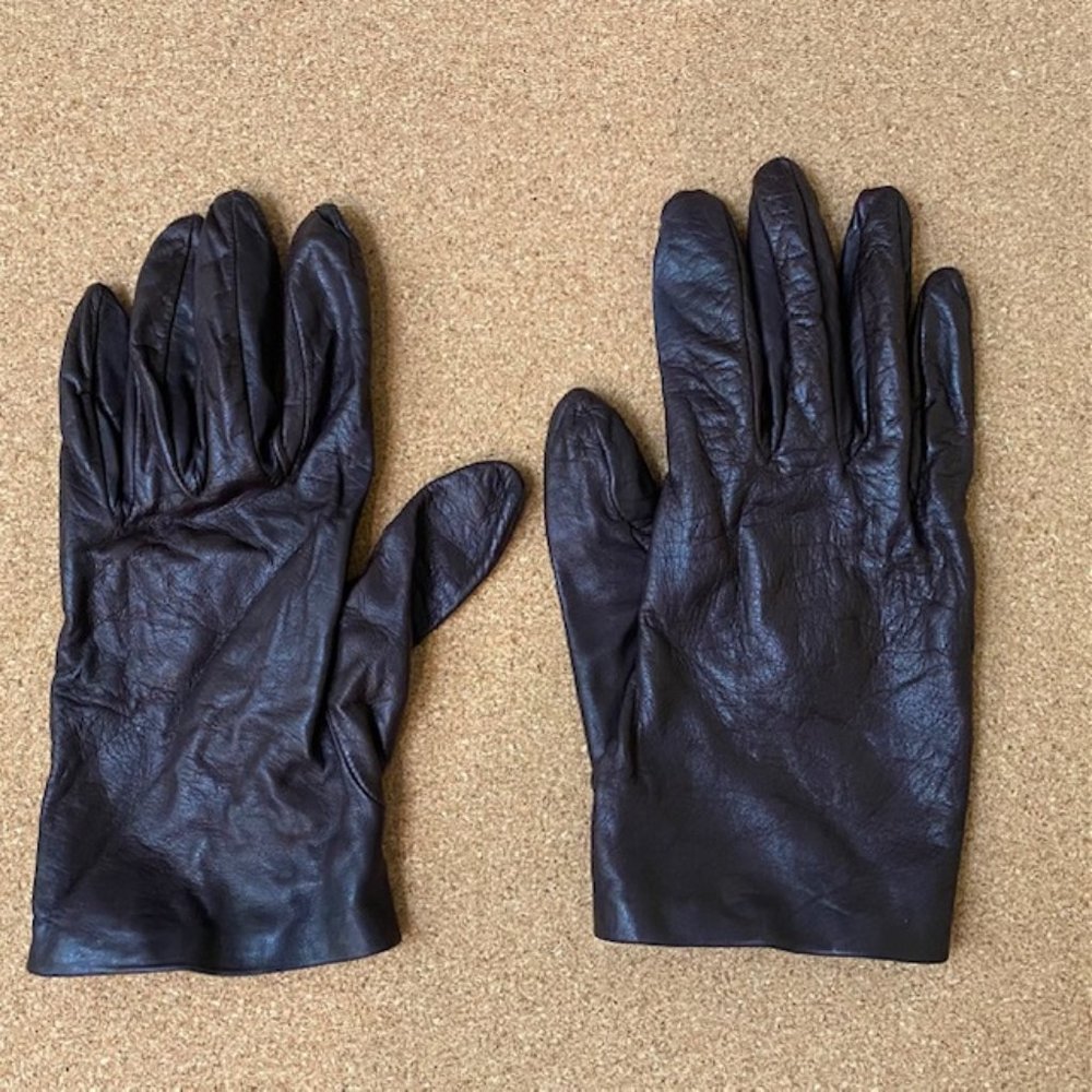 Nordstrom Dark Brown Genuine Leather Gloves Size 7.5